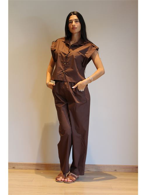 Pantalone in cotone con elastico in vita DIECI MINUTI | 17672